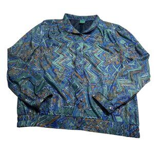 Canda Vintage Printed Jacket in Blue Green